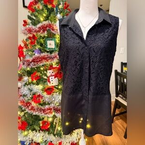 Calvin Klein Black Textured Blouse